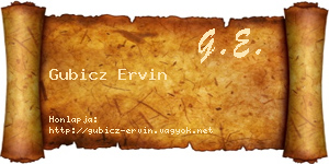 Gubicz Ervin névjegykártya